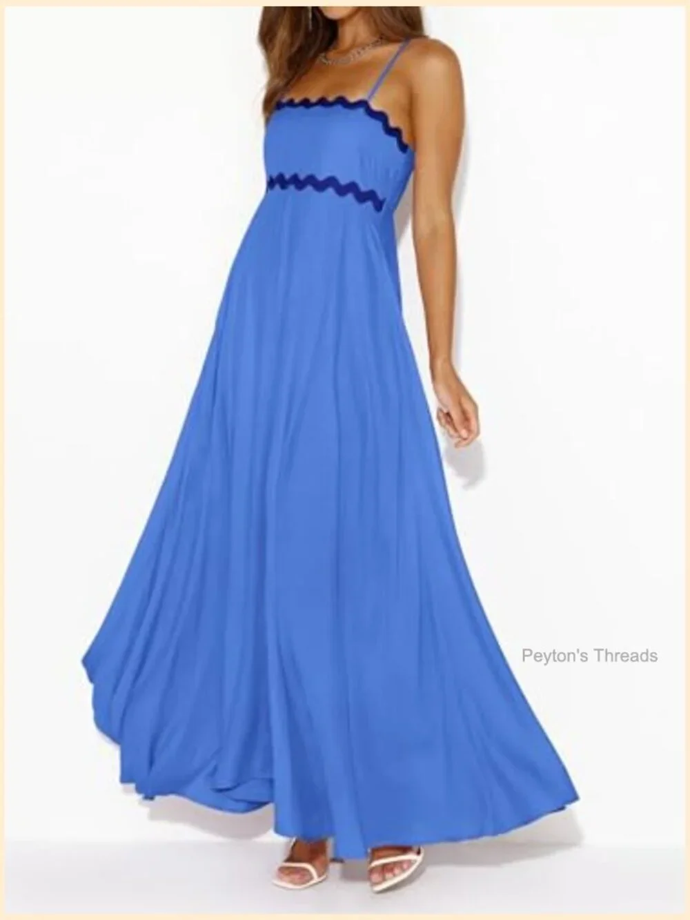 Women's Spaghetti Strap Smocked Maxi Dress Bohemian Flowy Long Sundress